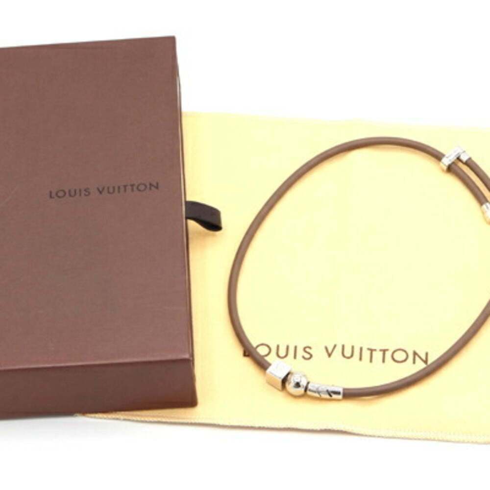 LOUIS VUITTON Gray Leather Necklace - Picture 6 of 6